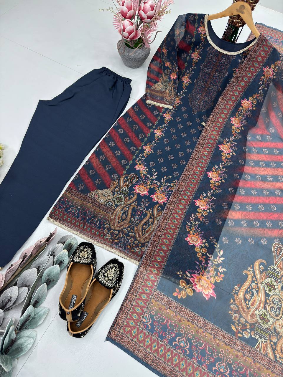 NEW DESIGNER HEAVY TABBY SATIN FANCY DIGITAL PRINT PAKISTANI SUIT