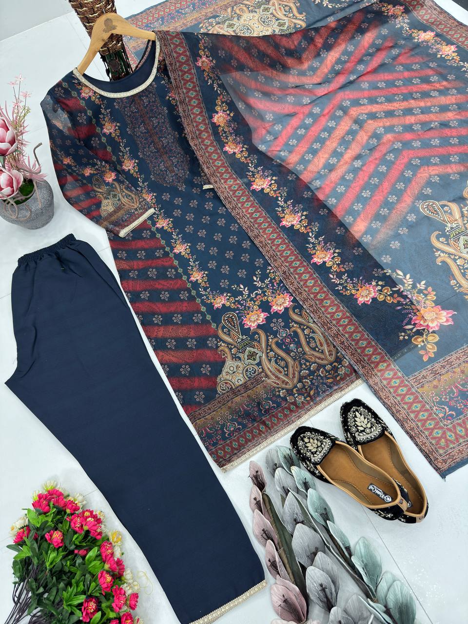 NEW DESIGNER HEAVY TABBY SATIN FANCY DIGITAL PRINT PAKISTANI SUIT