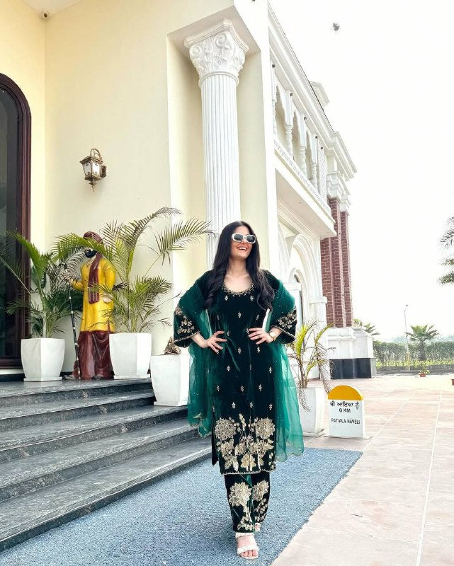 Viscose Velvet With *Heavy Embroidery Coding Sequence Work* With Full Embroidery Sleeve single available wholesale