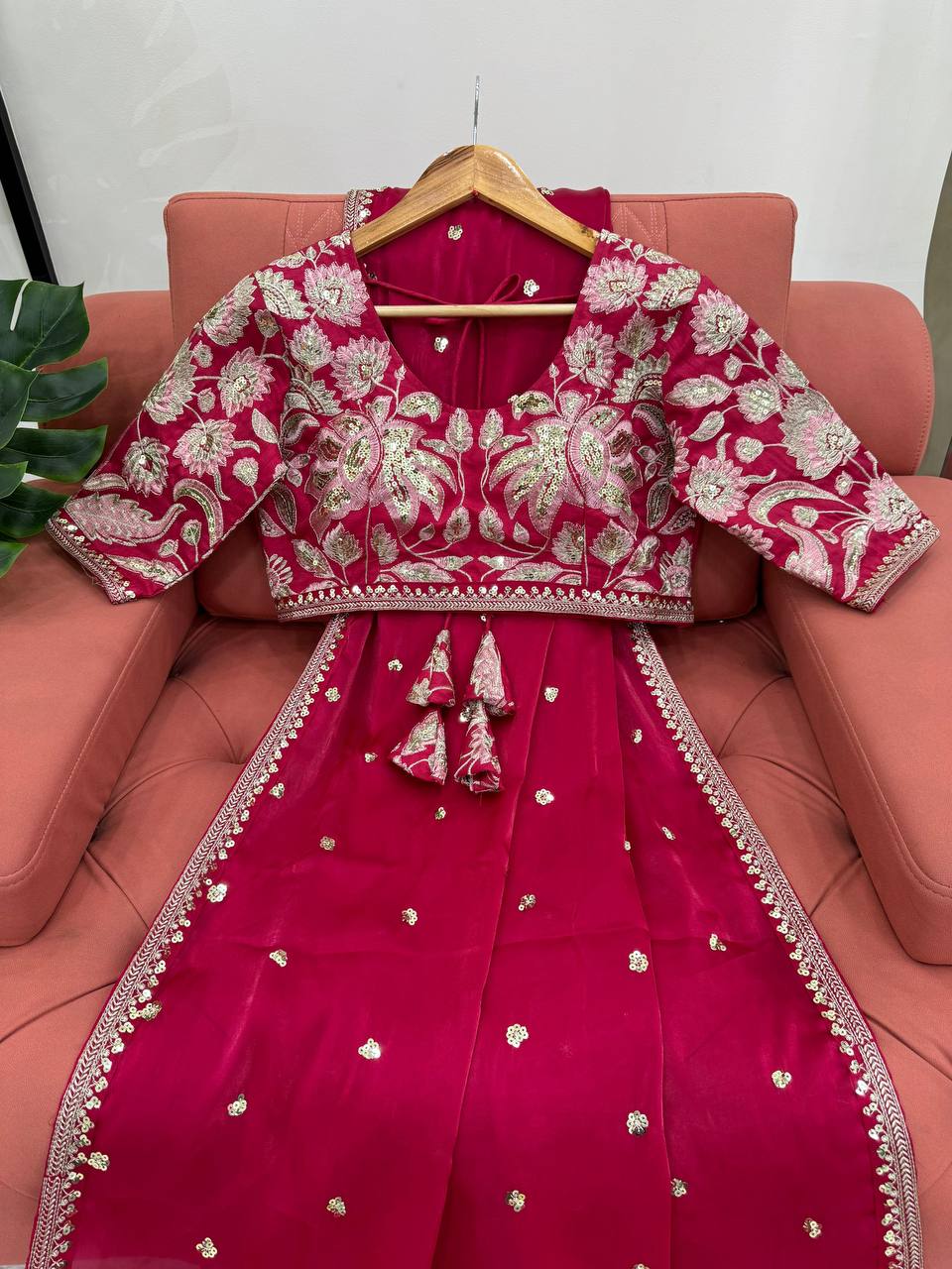 Designer Saree on Jimmy chu Febric with Thred & Sequnce work