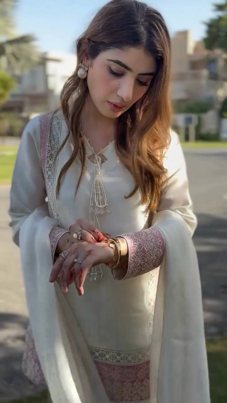 KURTA AND FARSHI SALWAAR SET WITH DUPATTA WITH SEQUENCE EMBROIDERY WORK