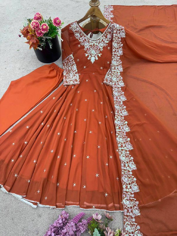 Elegant Embroidered Rembo Sequence Designer Anarkali Three Piece Set single available wholesale