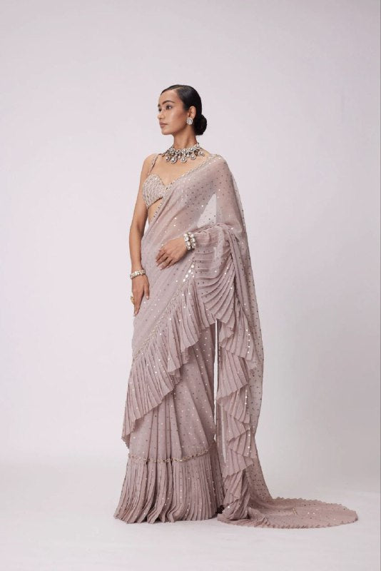 NEW BOLLYWOOD SUPERHIT DESIGN LAUNCHING SEQUINS CRUSH PLEATED SAREE