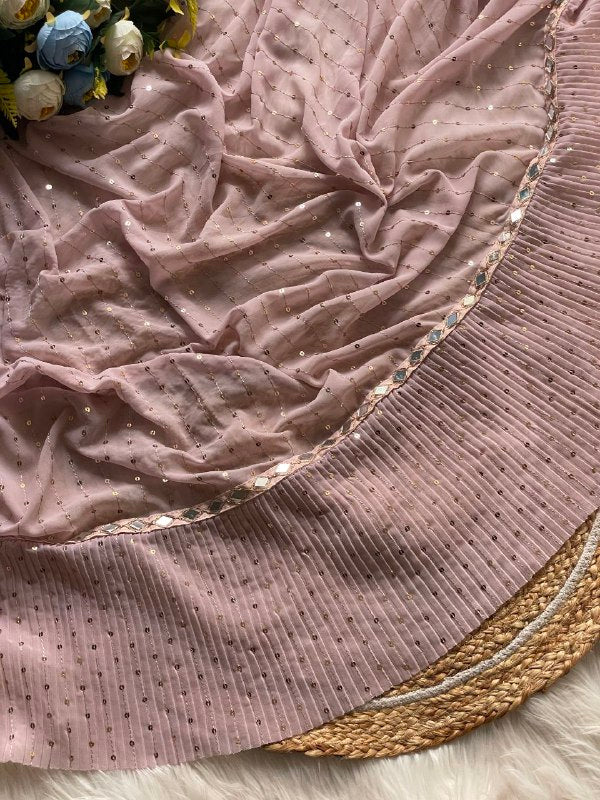 NEW BOLLYWOOD SUPERHIT DESIGN LAUNCHING SEQUINS CRUSH PLEATED SAREE