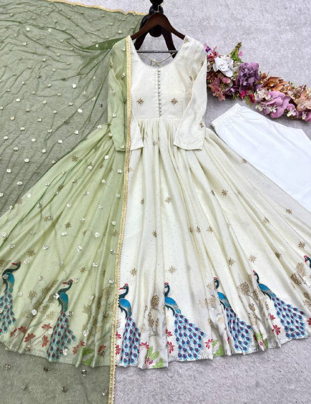 Đěsigner Tredition Look Heavy Dola Silk Gwon Pent & Dupatta Set single available wholesale