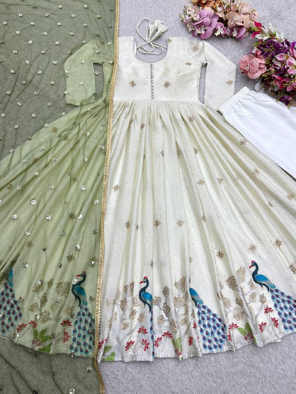 Đěsigner Tredition Look Heavy Dola Silk Gwon Pent & Dupatta Set single available wholesale