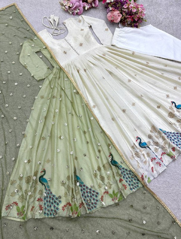 Đěsigner Tredition Look Heavy Dola Silk Gwon Pent & Dupatta Set single available wholesale