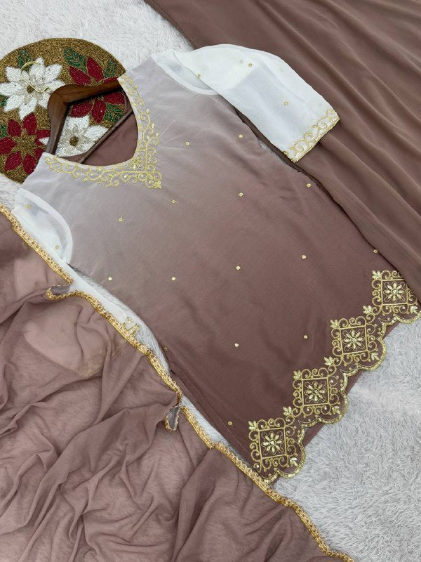 NEW READY TO WEAR COLLECTION WITH EMBROIDERY WORK TOP - PLAZZO WITH DUPATTA single available wholesale