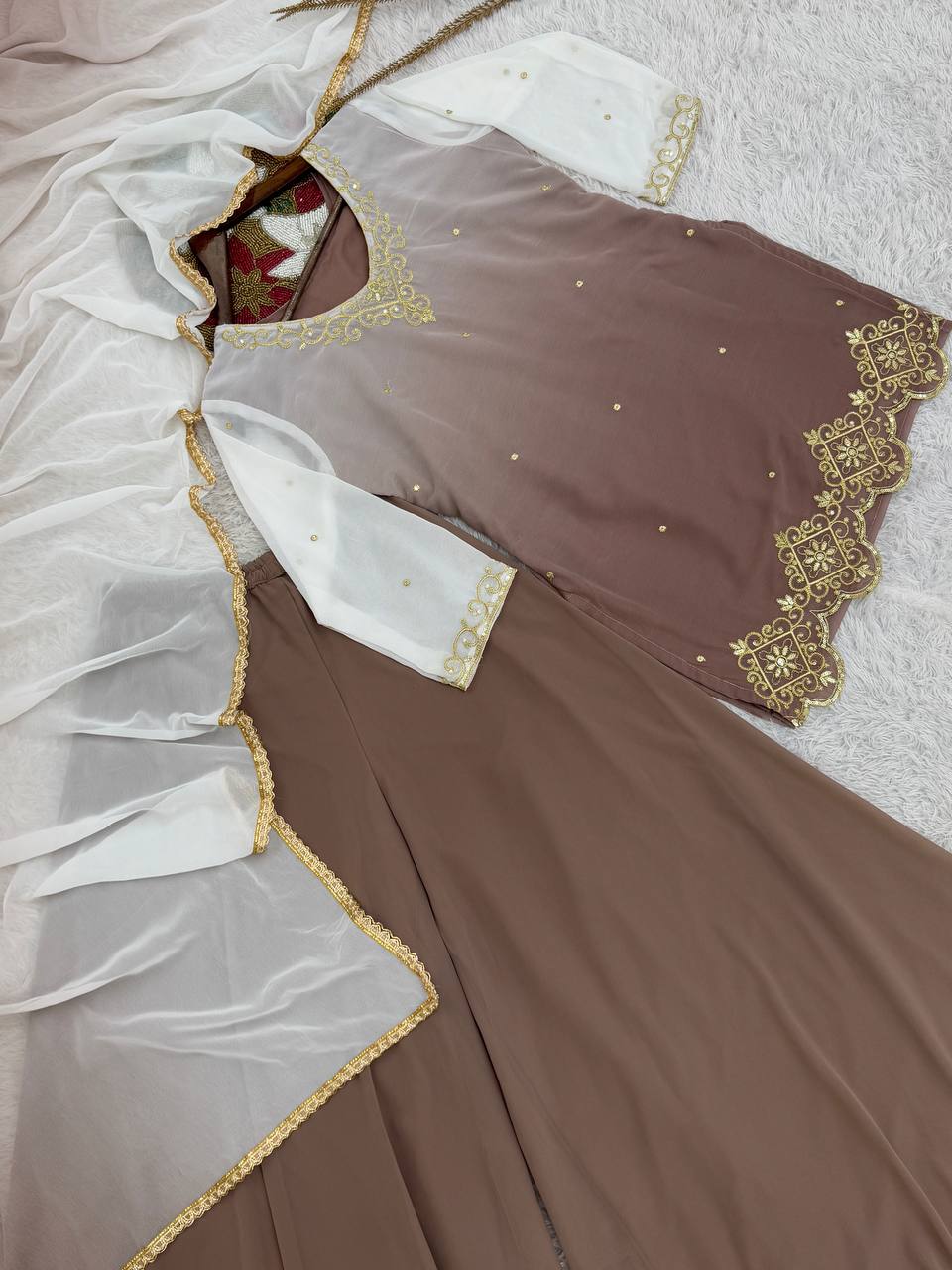 NEW READY TO WEAR COLLECTION WITH EMBROIDERY WORK TOP - PLAZZO WITH DUPATTA single available wholesale