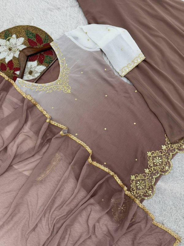 NEW READY TO WEAR COLLECTION WITH EMBROIDERY WORK TOP - PLAZZO WITH DUPATTA single available wholesale