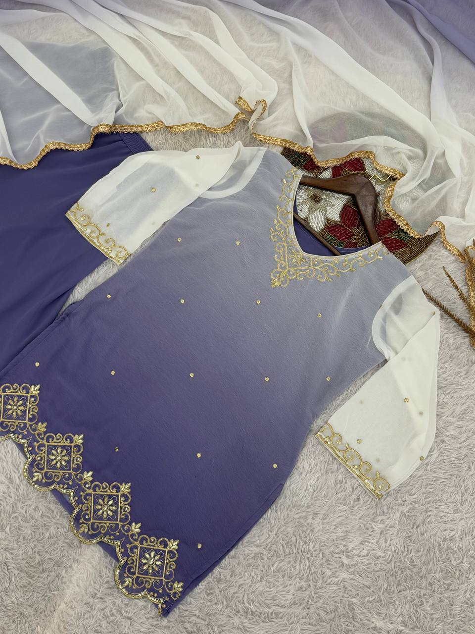 NEW READY TO WEAR COLLECTION WITH EMBROIDERY WORK TOP - PLAZZO WITH DUPATTA single available wholesale
