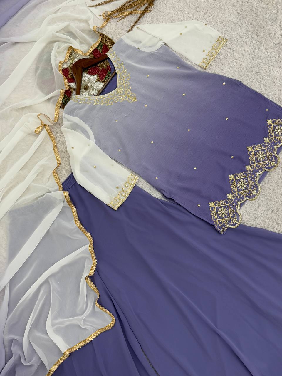 NEW READY TO WEAR COLLECTION WITH EMBROIDERY WORK TOP - PLAZZO WITH DUPATTA single available wholesale