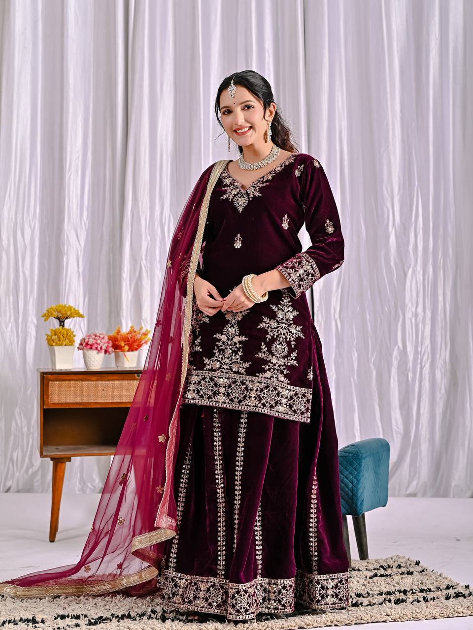 New Designer Party Wear Look Top , Sharara Plazzo and Dupatta*, New Fancy Style