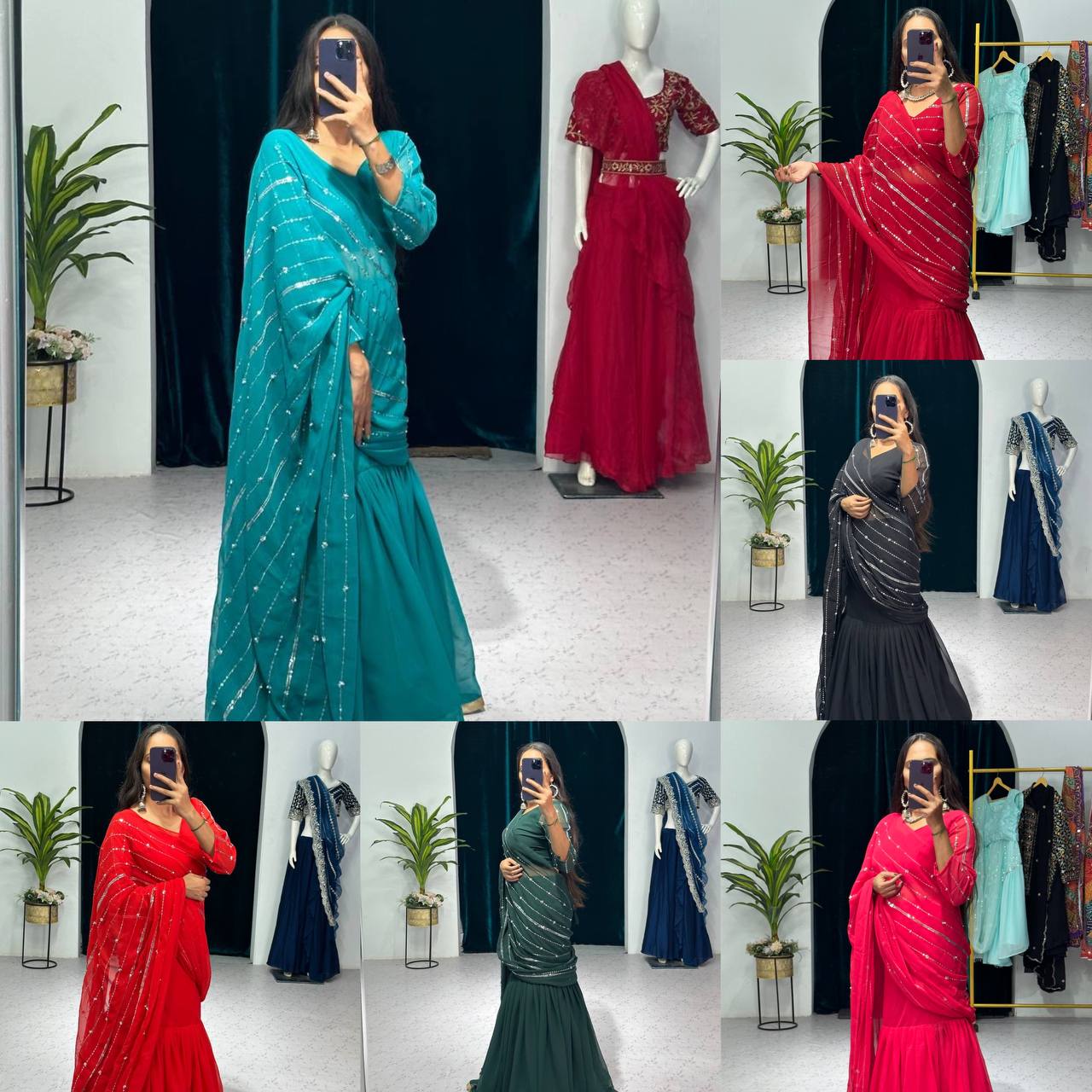 LEHENGA-SAREE WITH EMBROIDERED DUPATTA & FULL FLAIR LEHENGA