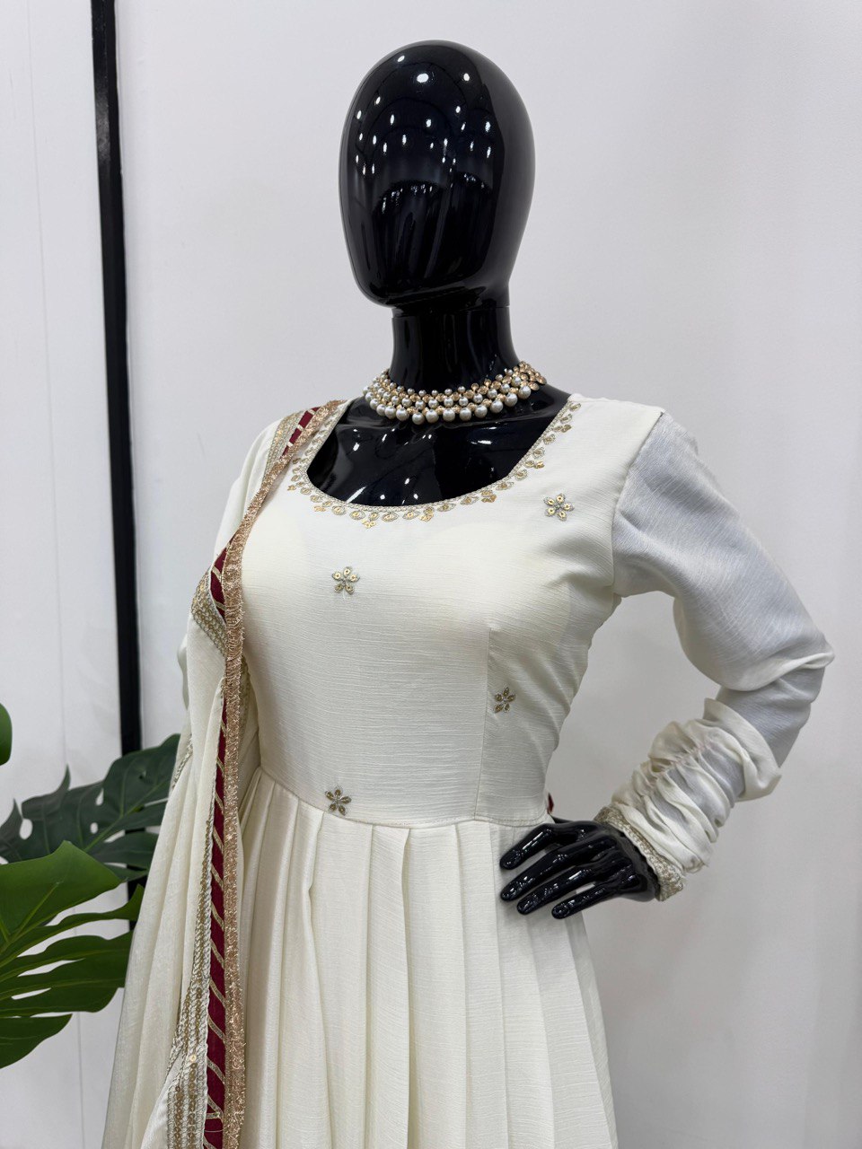 ANARKALI SUIT GOWN Thread with Sequnce with Lace broder with Dori Latkan