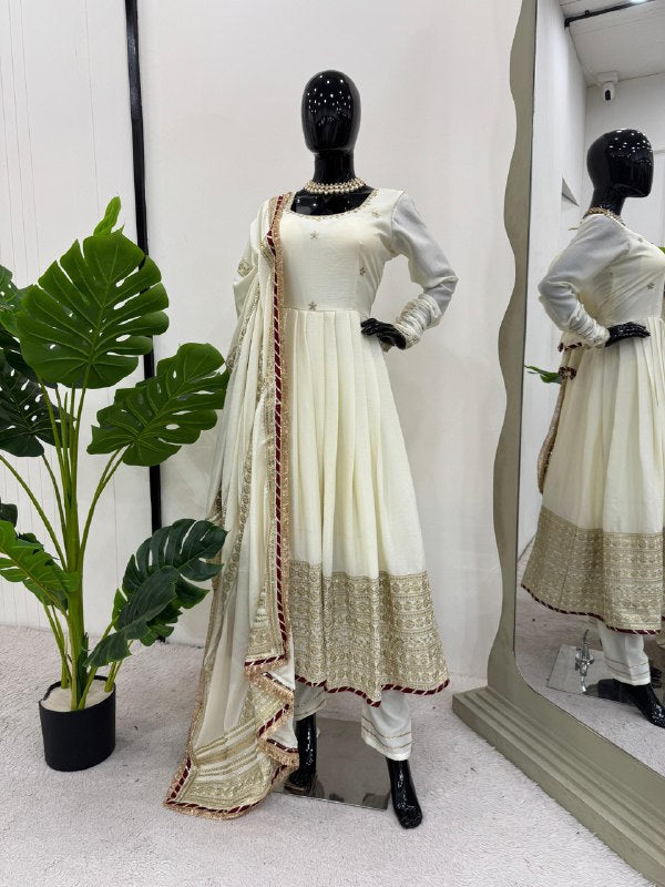ANARKALI SUIT GOWN Thread with Sequnce with Lace broder with Dori Latkan
