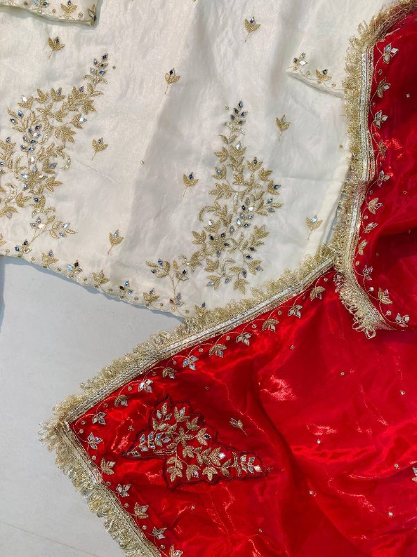 DESIGNER AND ELEGANCE SARARA SUIT IN THREE PIECE WITH REAL MIRROR AND SEQUENCE EMBROIDERY WORK single available wholesale