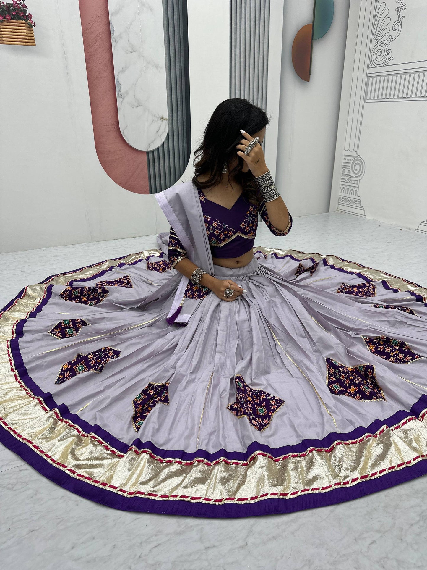 Navratri Special Pure Cotton Lehenga Choli with 6 Meter Big Flair single available wholesale