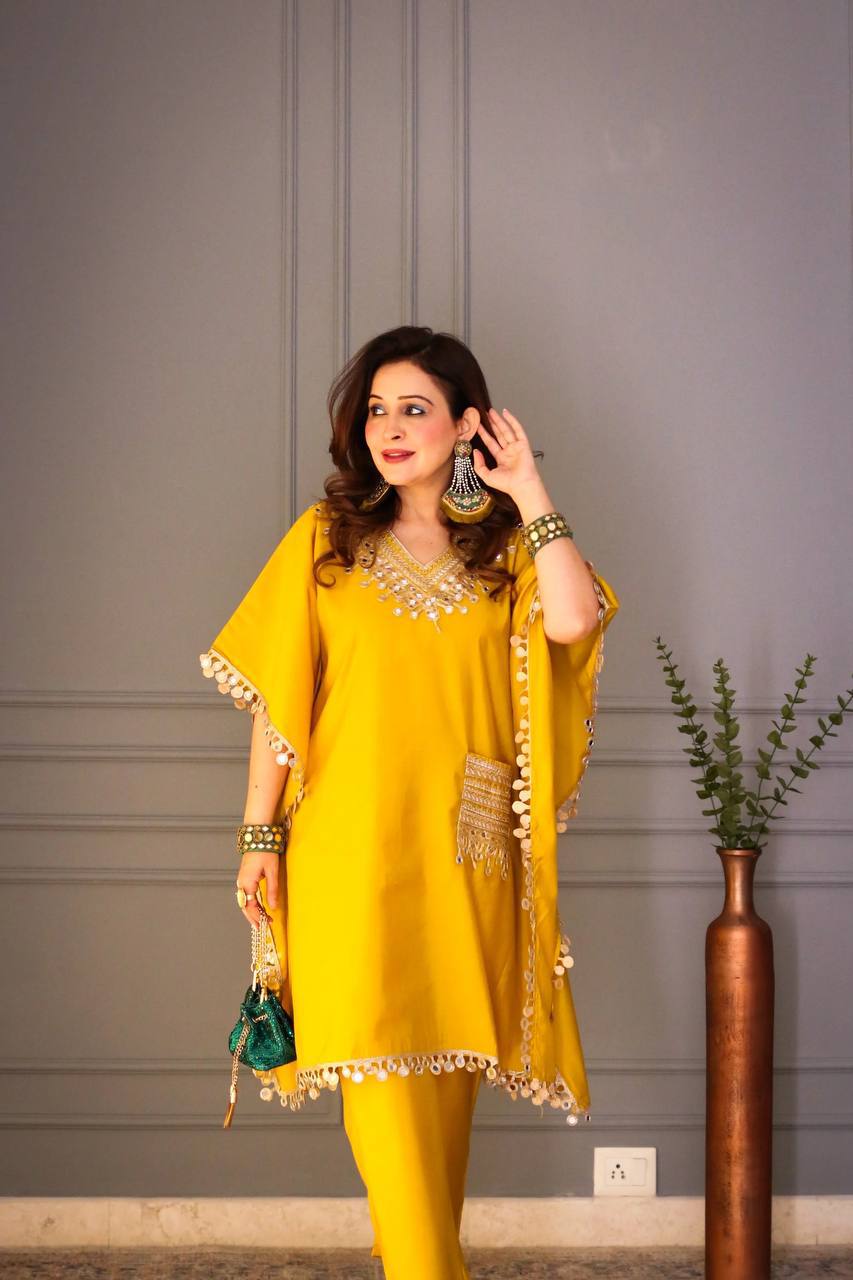NEW SUPERHIT KAFTAN & PENT ON DEVSENA SATIN FABRIC single available wholesale