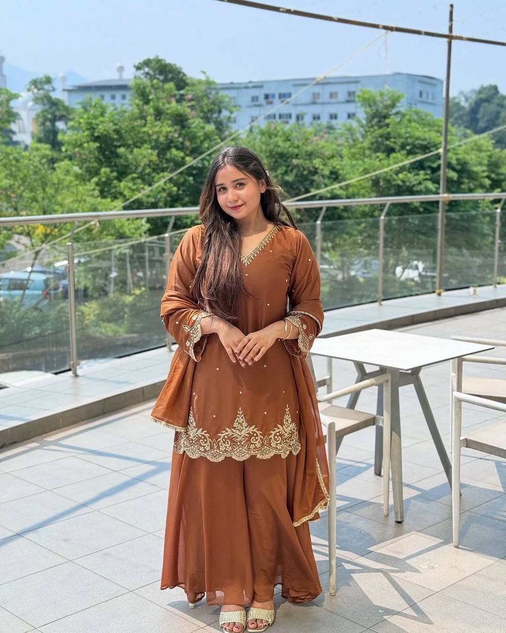 New Designer Party Wear Look Top-Plazzo and Dupatta With Heavy Embroidery Work