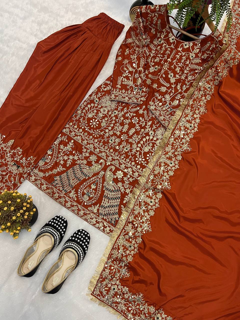 New Designer Long Panjabi Suit Top , Pant and Dupptta In Fancy Style single available wholesale