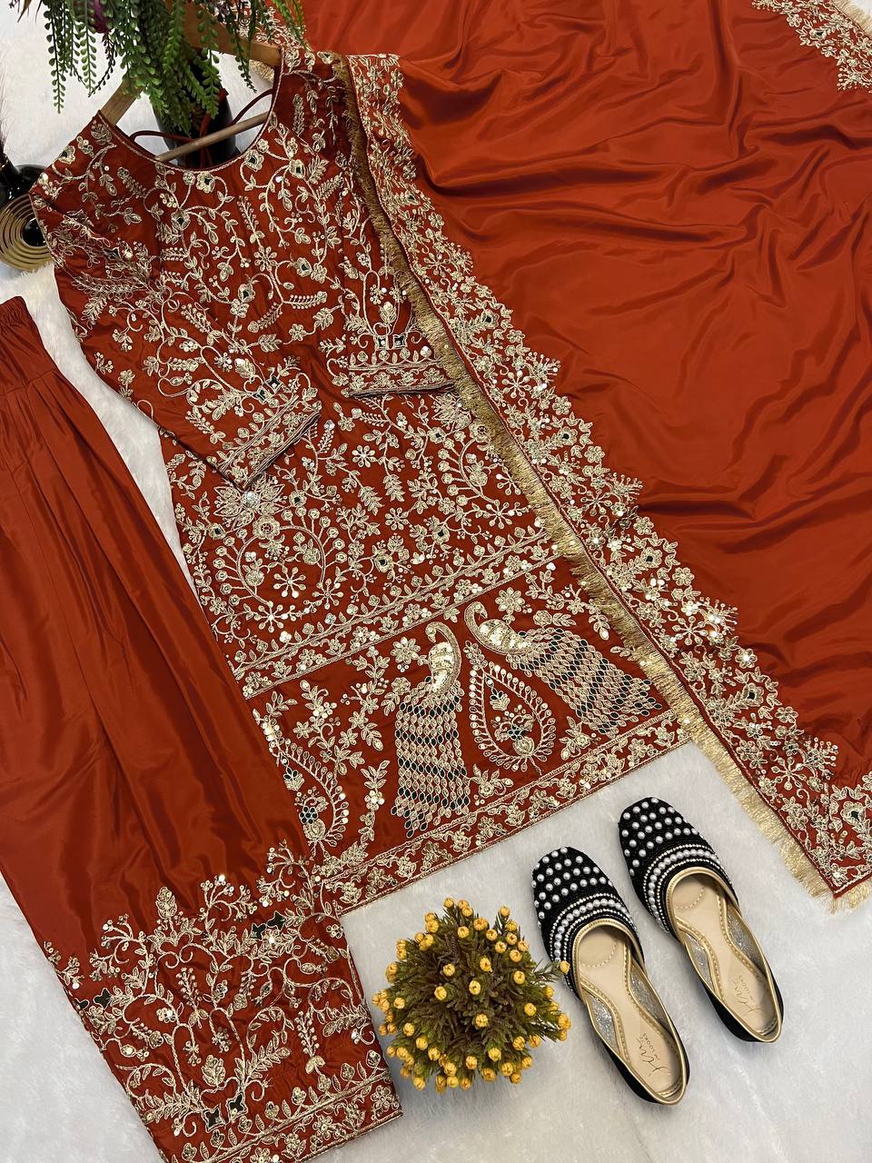 New Designer Long Panjabi Suit Top , Pant and Dupptta In Fancy Style single available wholesale