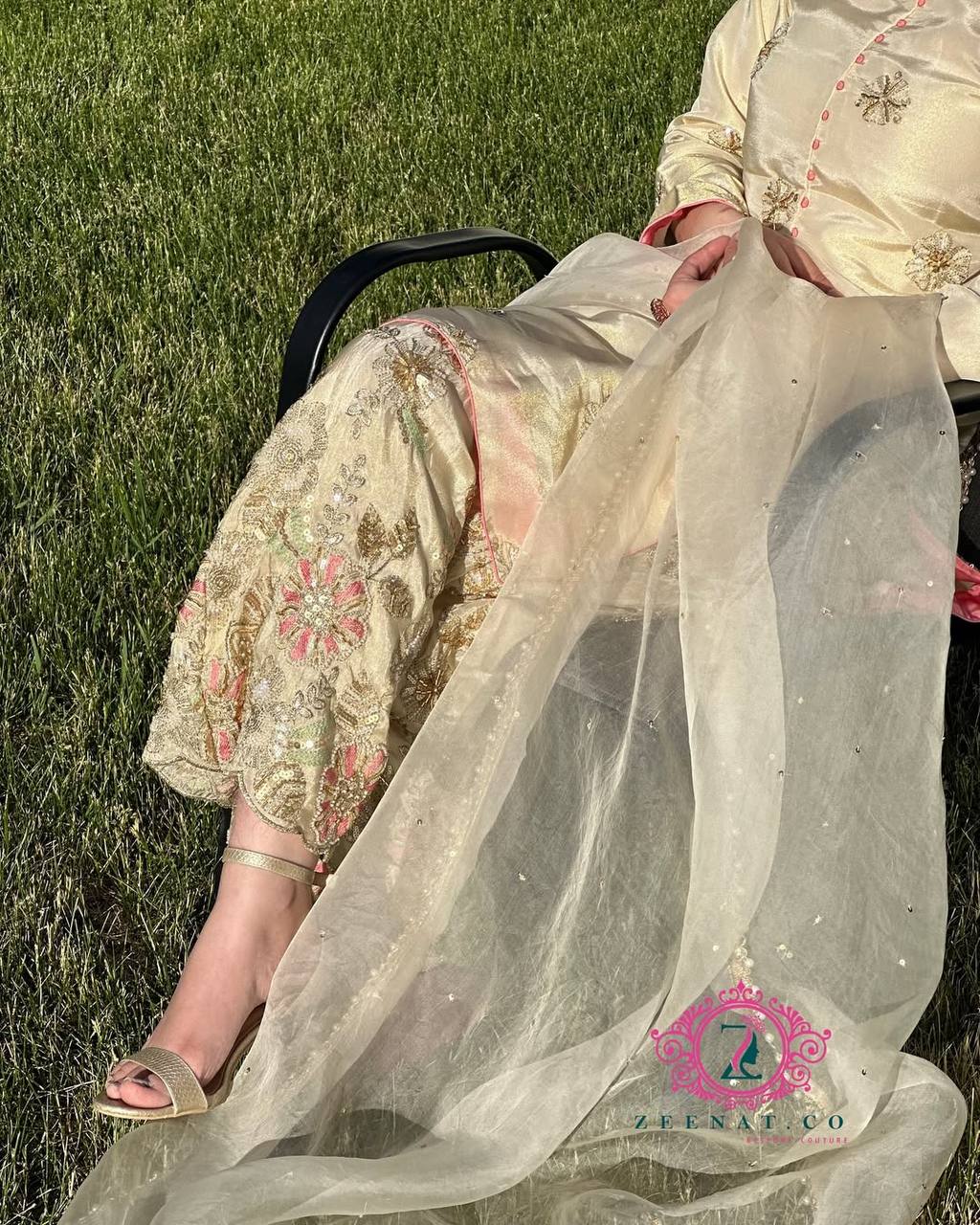 Premium Designer Party Wear Look Chinon Silk Top-Plazzo And Duppata Set Ready To Wear single available wholesale