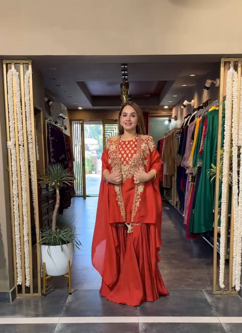 TRENDING CREAP SILK TOP SEQUANCE EMBROIDERY WORK AND SARARA WITH SHURG