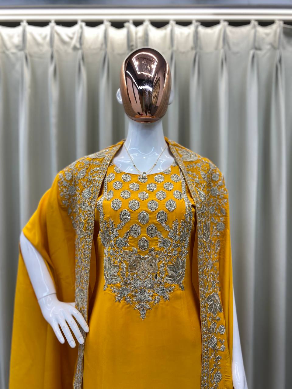 TRENDING CREAP SILK TOP SEQUANCE EMBROIDERY WORK AND SARARA WITH SHURG