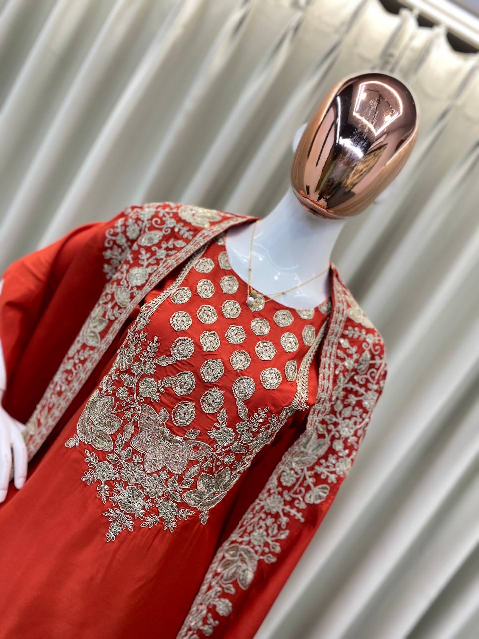TRENDING CREAP SILK TOP SEQUANCE EMBROIDERY WORK AND SARARA WITH SHURG