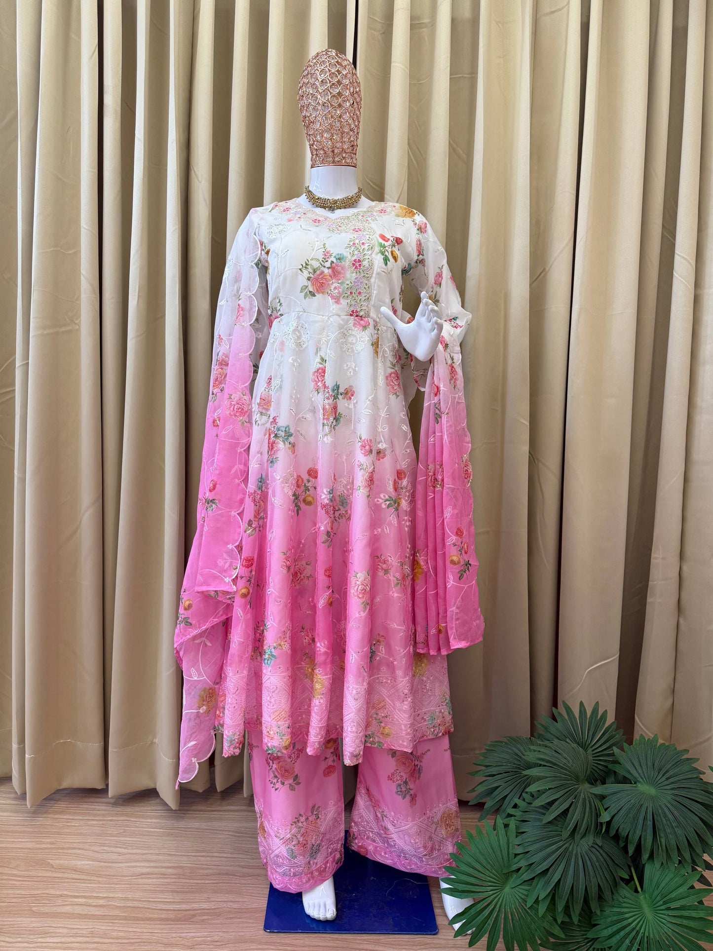 ANARKALI SET SUPERHIT TRENDING GOWN & DUPATTA SET WITH FULL EMBROIDERY WORK ON FAUX GEORGETTE FABRIC