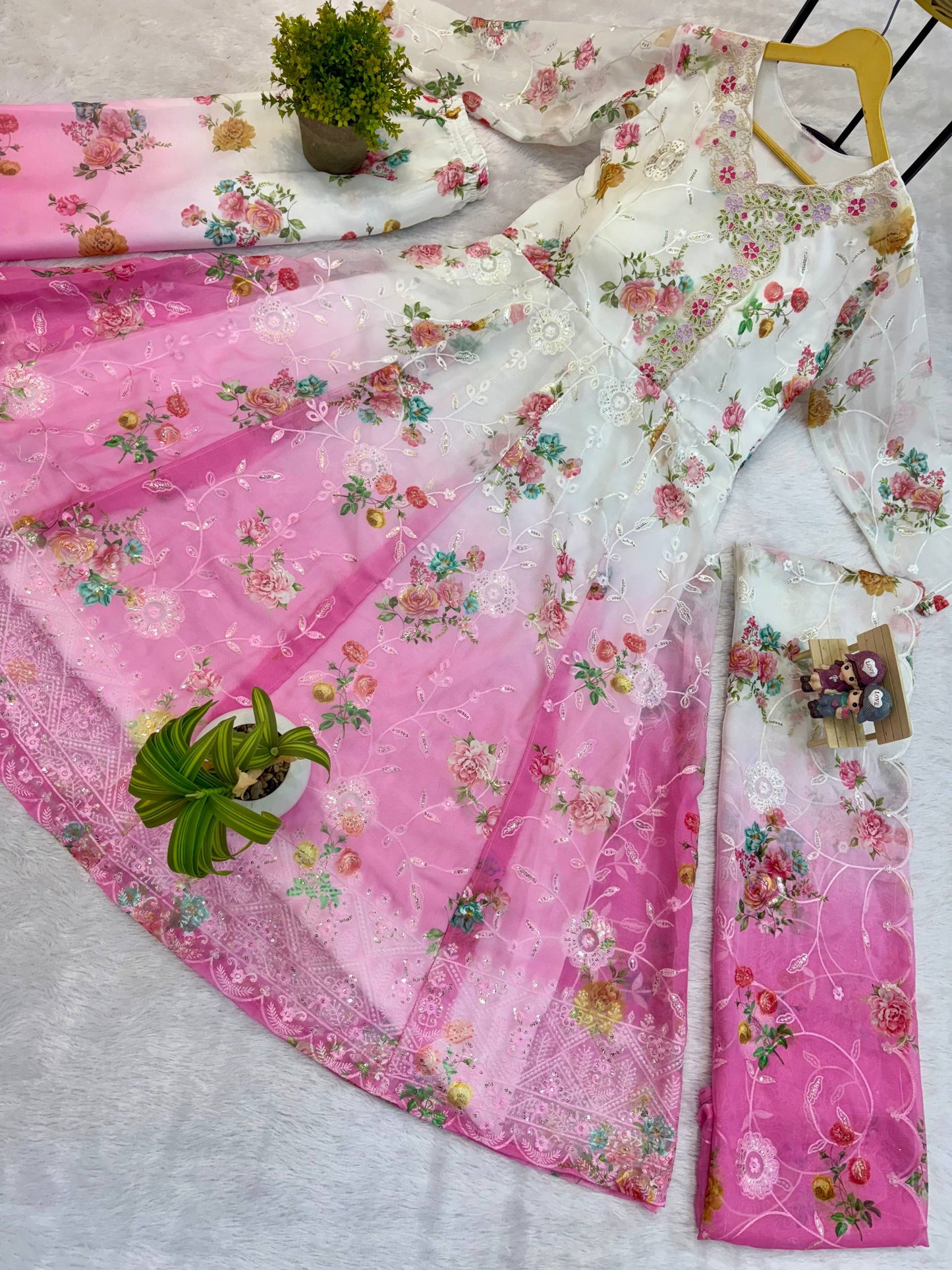 ANARKALI SET SUPERHIT TRENDING GOWN & DUPATTA SET WITH FULL EMBROIDERY WORK ON FAUX GEORGETTE FABRIC