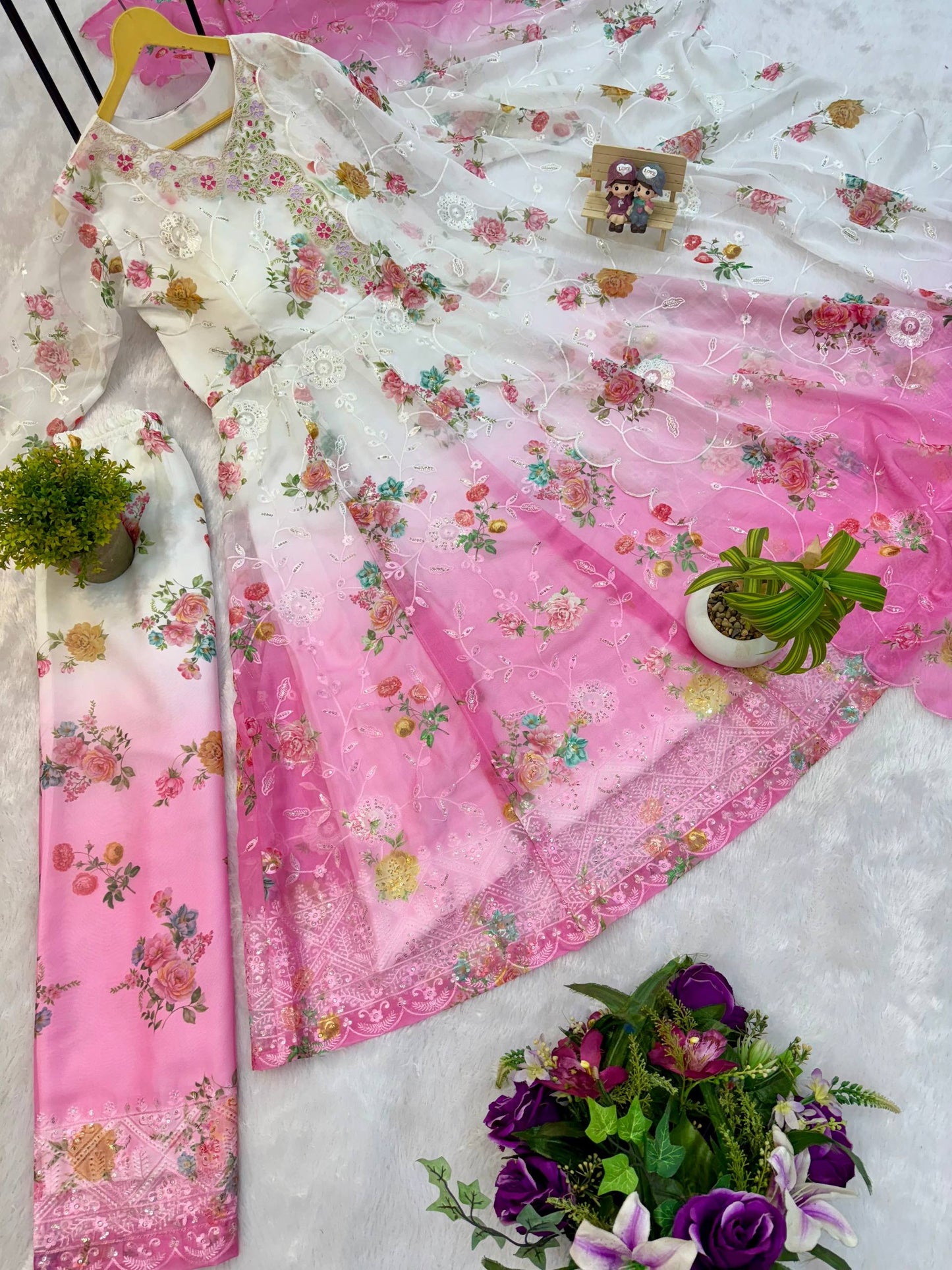 ANARKALI SET SUPERHIT TRENDING GOWN & DUPATTA SET WITH FULL EMBROIDERY WORK ON FAUX GEORGETTE FABRIC