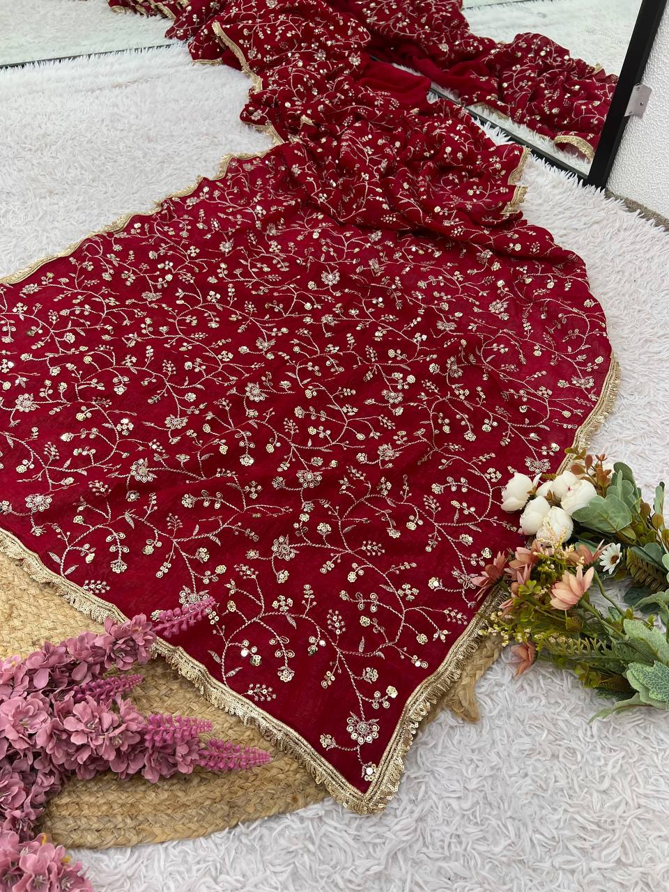 Looking some one for this same colour beautiful Designer Saree on Crunchy Silk Fabric with Sequnce work and blouse on also Crunchy Silk Fabric single available wholesale