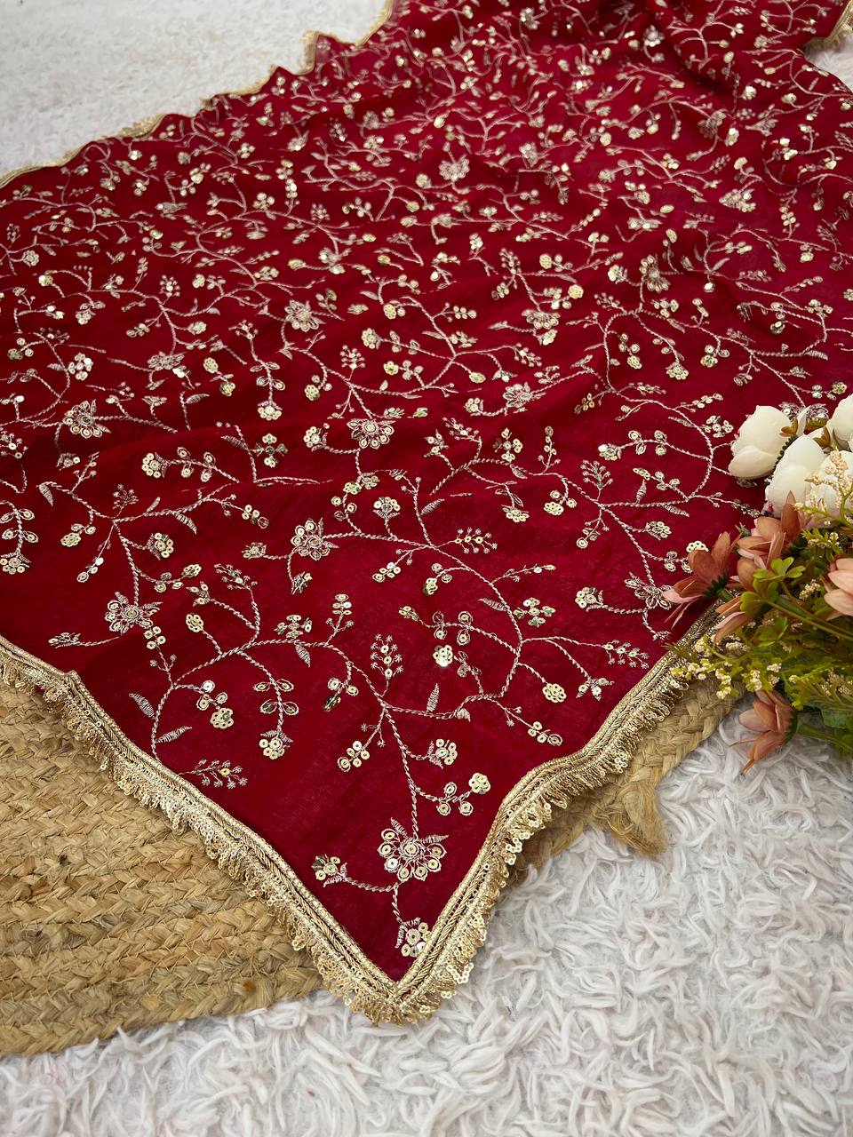 Looking some one for this same colour beautiful Designer Saree on Crunchy Silk Fabric with Sequnce work and blouse on also Crunchy Silk Fabric single available wholesale