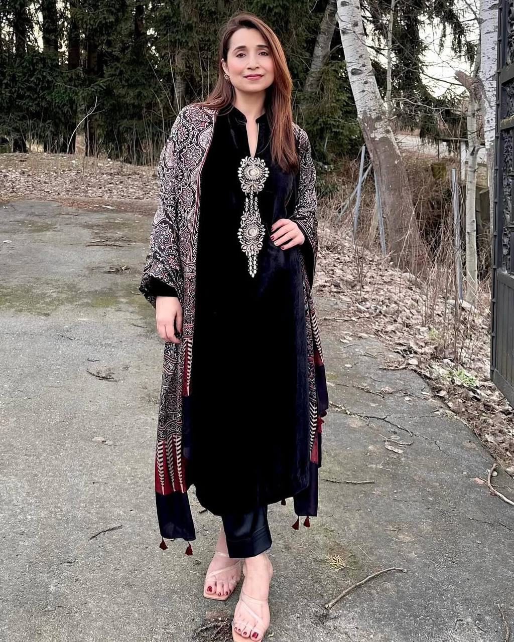 VELVET COLLECTION FOR THIS WINTER SEASON OUR EXCLUSIVE 3 PIECE PANT PAIR WITH SEQUENCE EMBROIDERY WORK