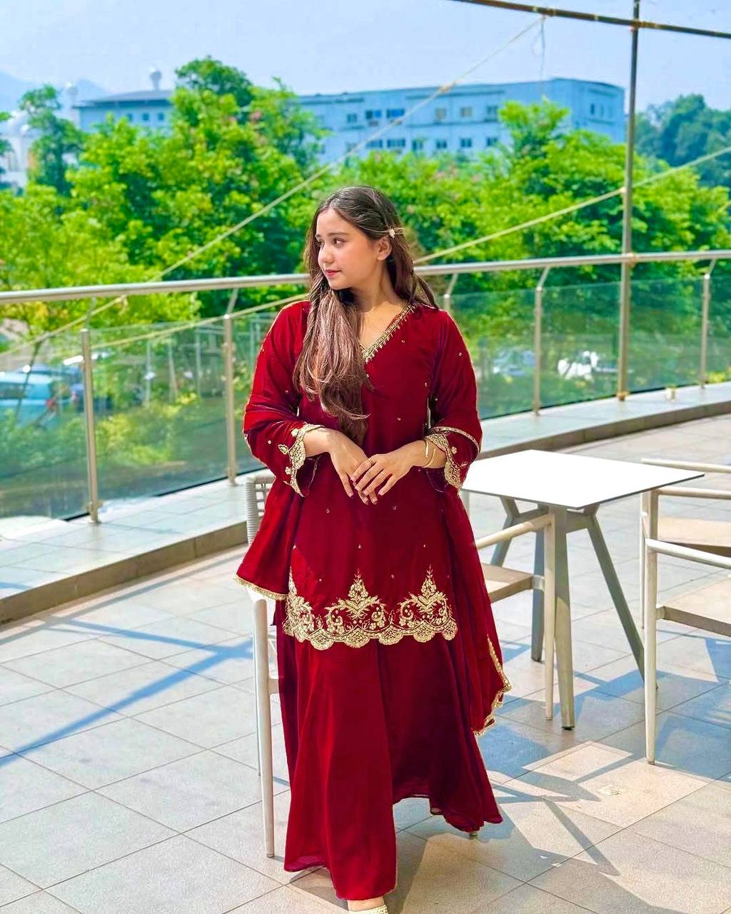 New Designer Party Wear Look Top-Plazzo and Dupatta With Heavy Embroidery Work
