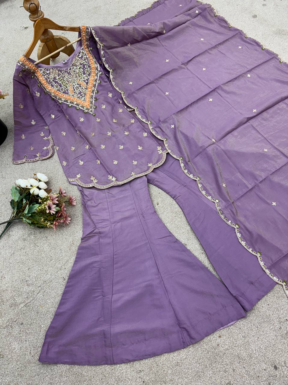 Designer Collection In simar silk With Embroidery Work Top-Bottom And Dupatta Set Fully Stitched Ready To Wear single available wholesale