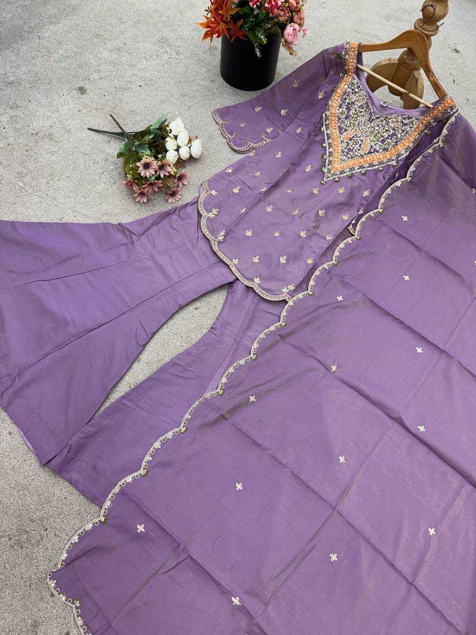 Designer Collection In simar silk With Embroidery Work Top-Bottom And Dupatta Set Fully Stitched Ready To Wear single available wholesale
