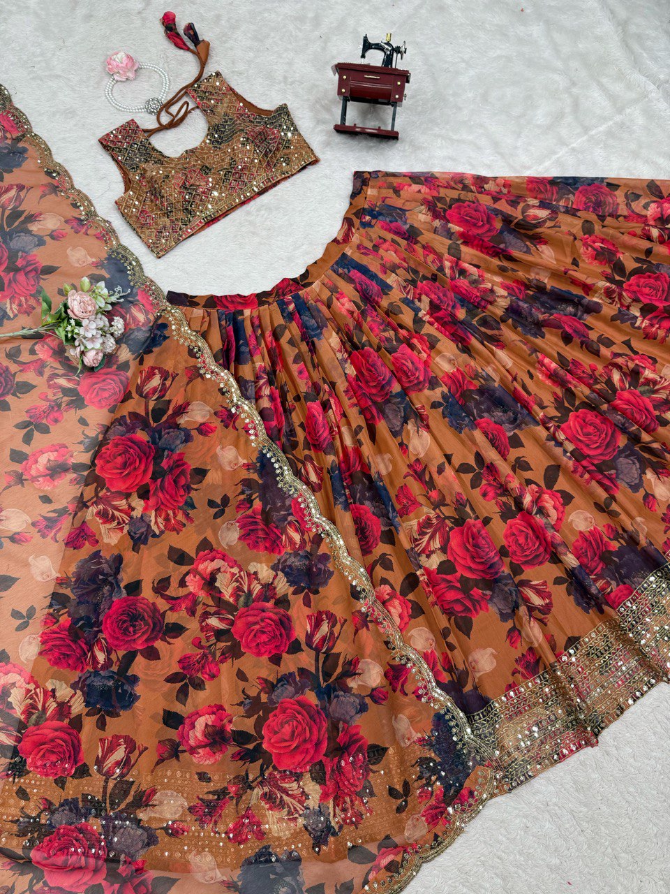 Hevay Boutiq Collection Lehengha details Tabby Orgnza with Digital print