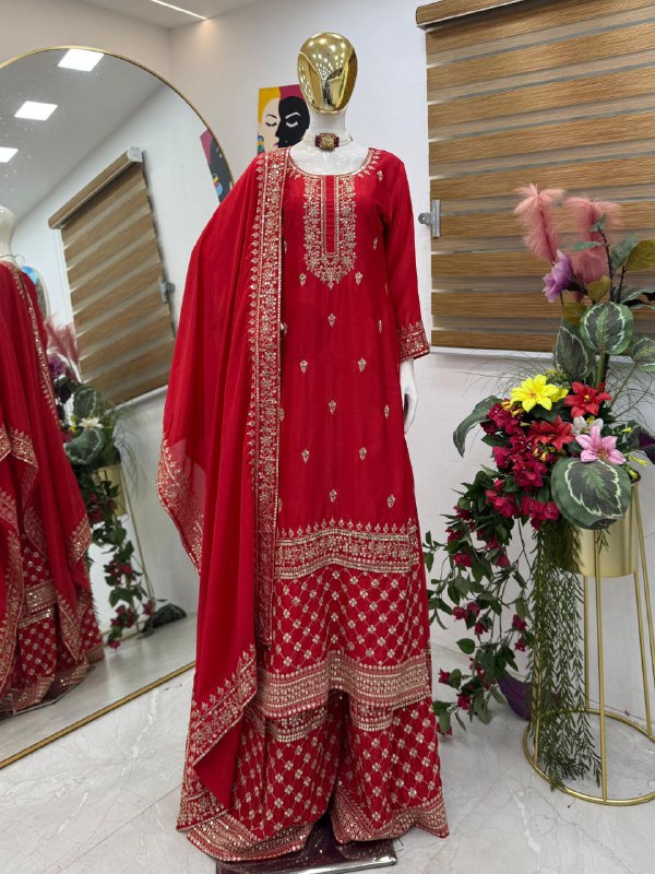New Designer Party Sharara Suit & Dupatta Set single available wholesale