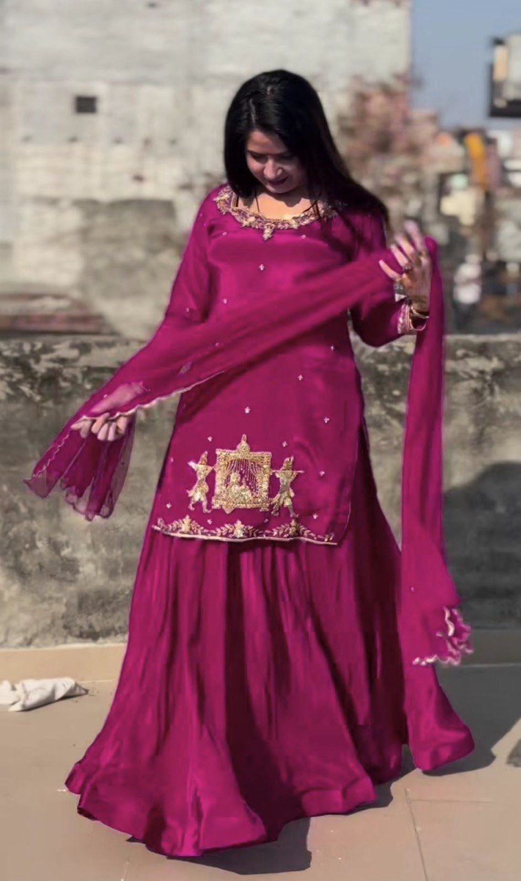 top Lehenga Natural Crep Silk Full sleeve(Full stitched)