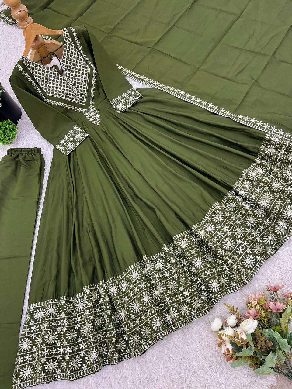 New Designer Collection In Roman simmer silk With Embroidery Work Top-Bottom And Dupatta Set Fully Stitched Ready To Wear single available wholesale
