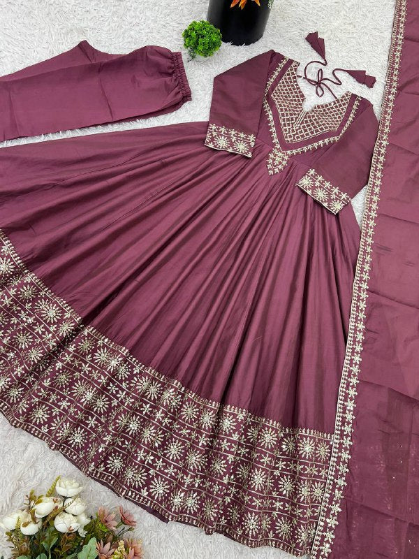 New Designer Collection In Roman simmer silk With Embroidery Work Top-Bottom And Dupatta Set Fully Stitched Ready To Wear single available wholesale