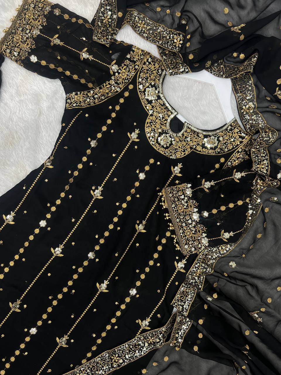New Premium Collection With Embroidery And Sequence Worked Top-Bottom And Dupatta Set Fully Stitched Ready To Wear