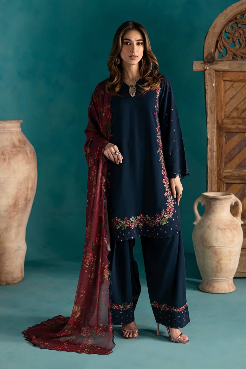 Designer Collection In Natural Crep Silk Top-Bottom And Dupatta Set Fully Stitched Ready To Wear