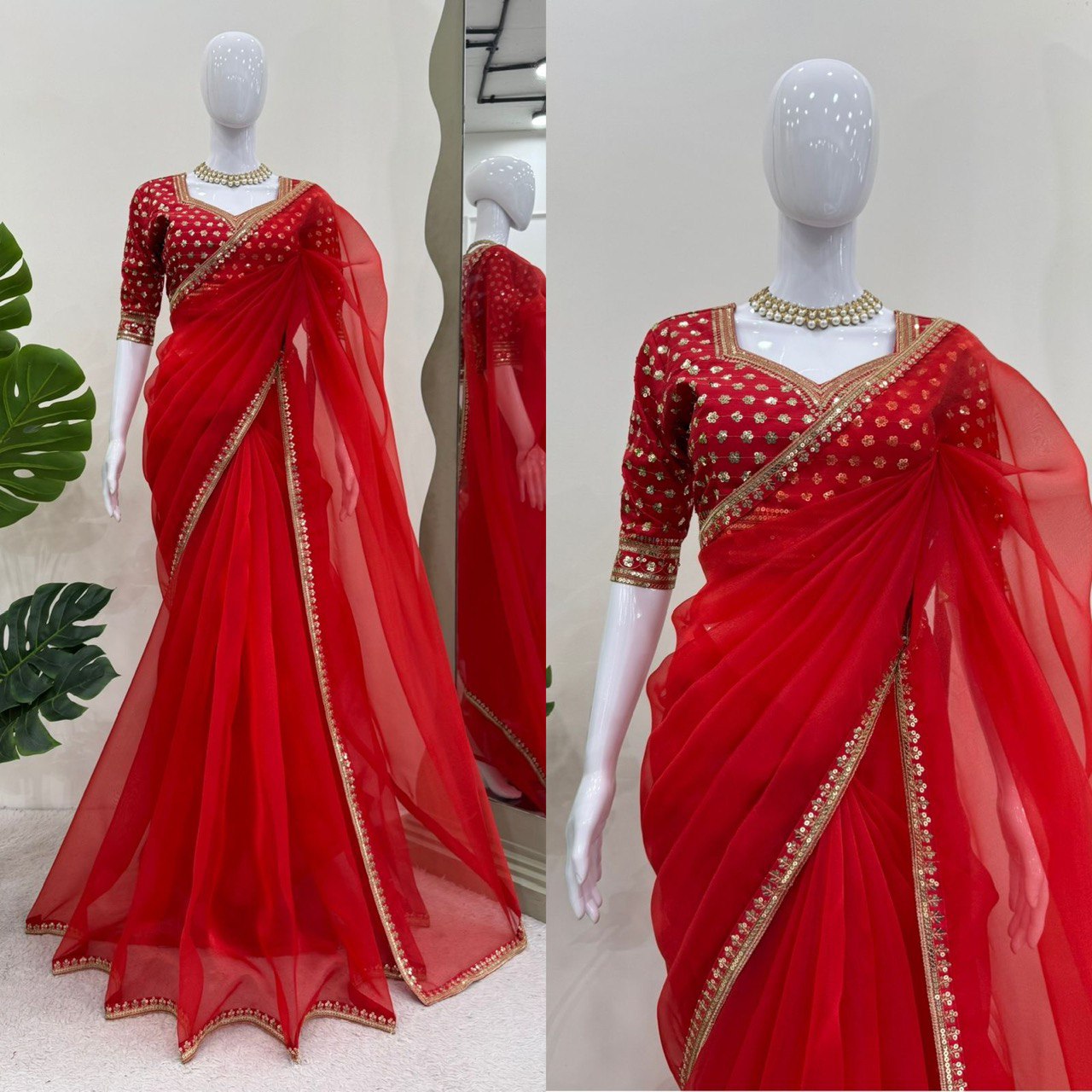 Looking some one for this same colour beautiful Designer Saree on Havy Organza Silk Febric with Thred & Sequnce work and Blouse on Mono Benglori Silk With Thred & Sequnce work.