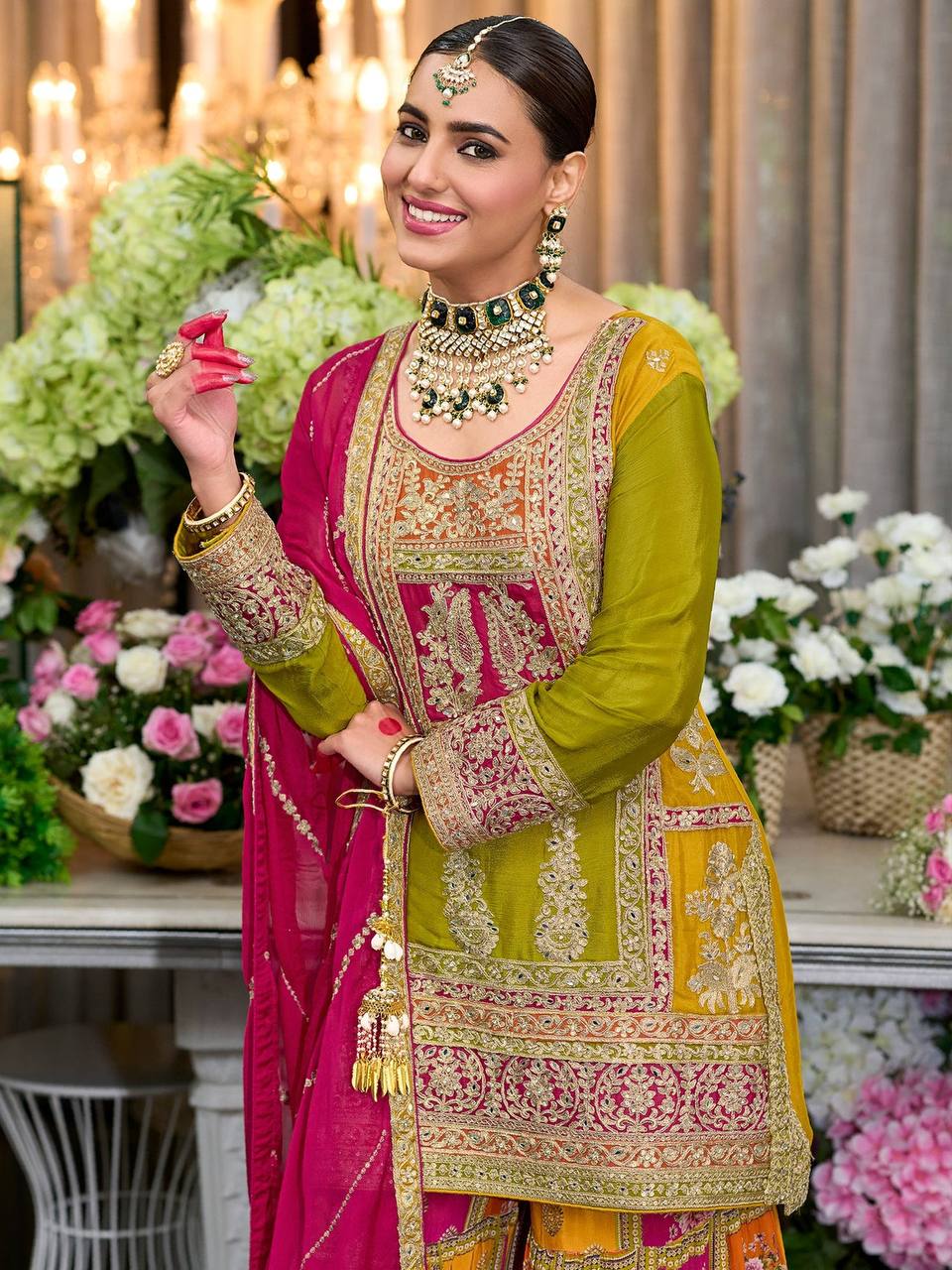 DESIGNER HEAVY PAKISHTANI SHARARA SUIT SET single available wholesale
