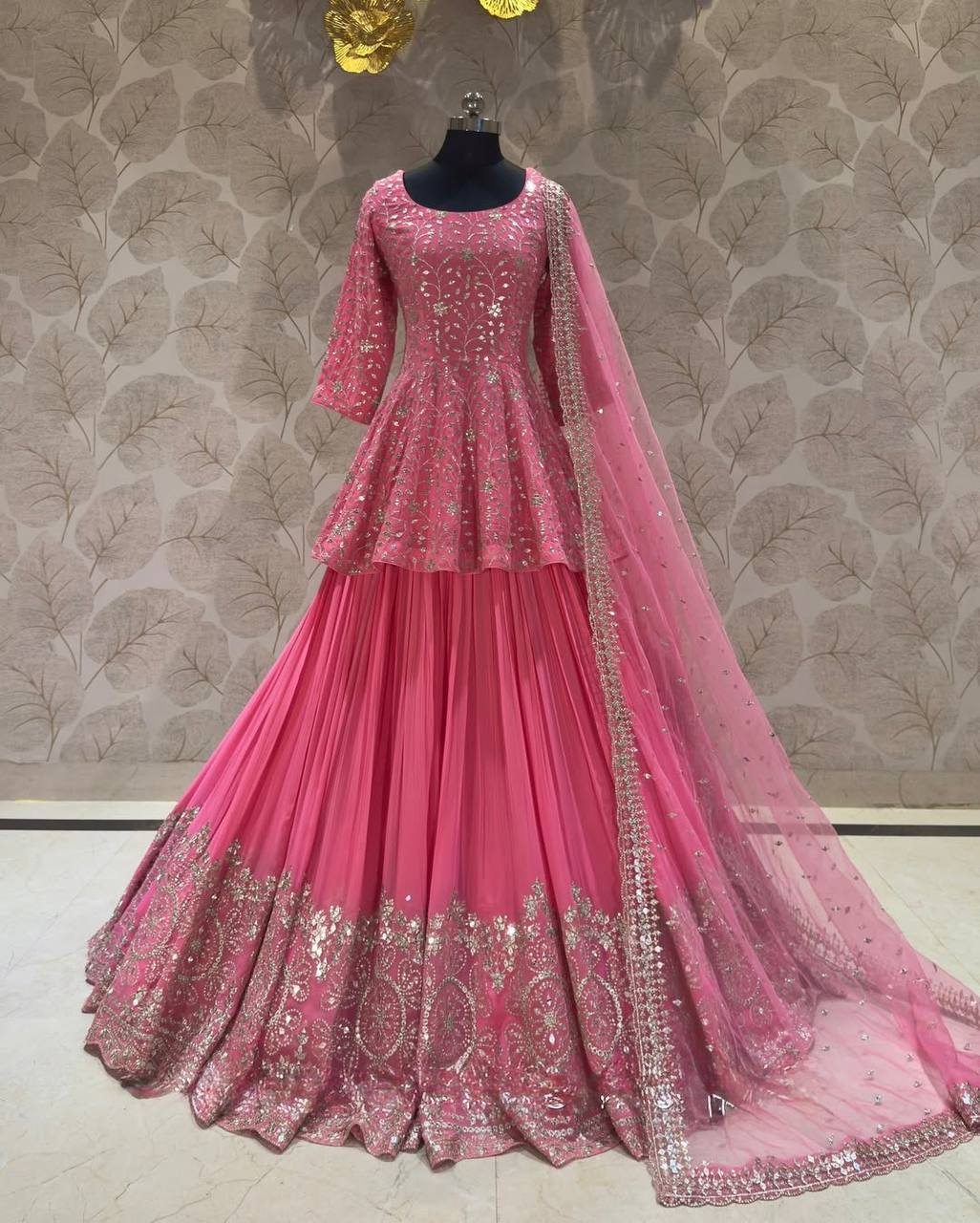 DESIGNER EMBROIDERY SEQUENCE WORK TOP LEHENGAS WITH DUPATTA SET