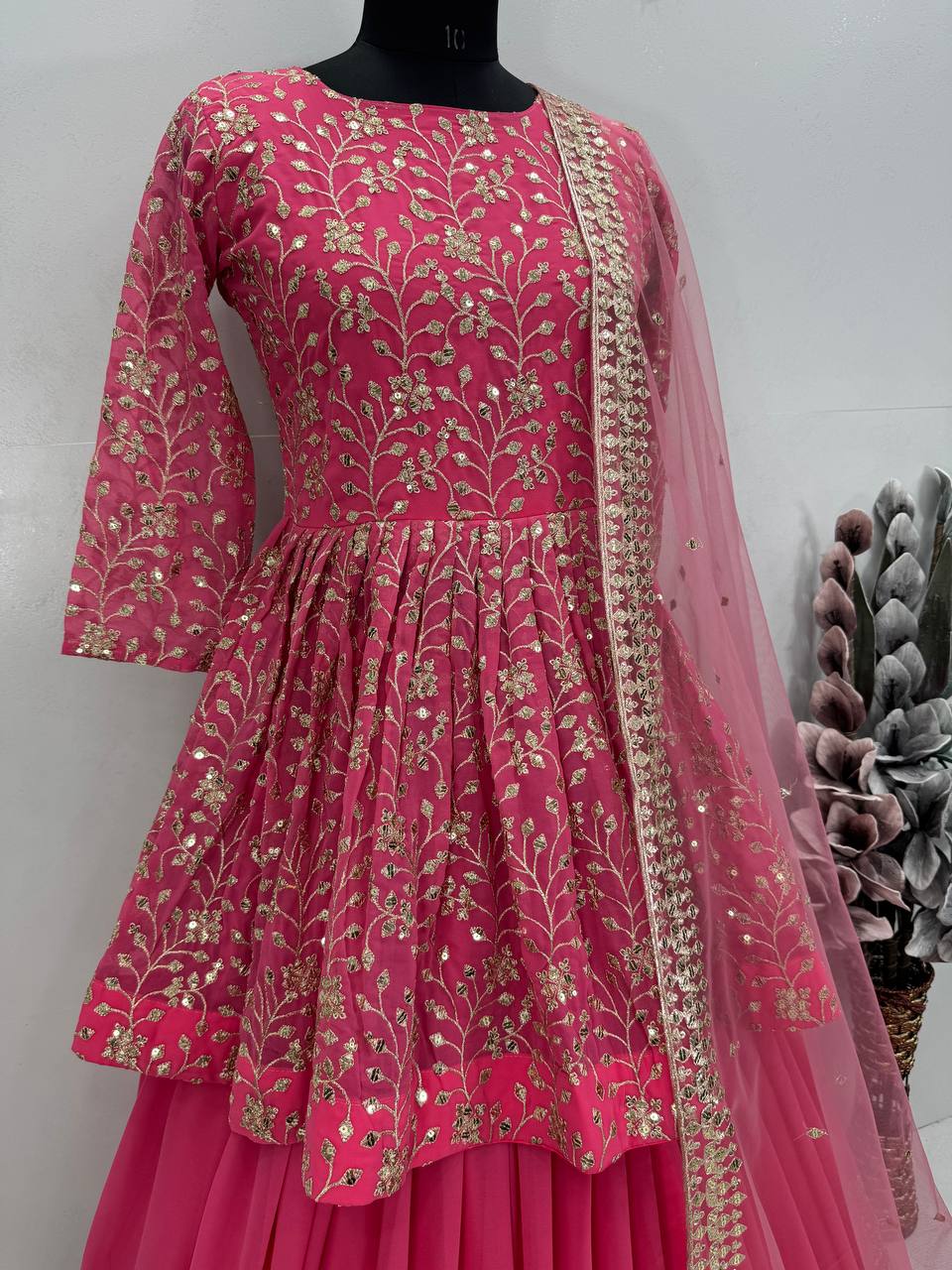 DESIGNER EMBROIDERY SEQUENCE WORK TOP LEHENGAS WITH DUPATTA SET